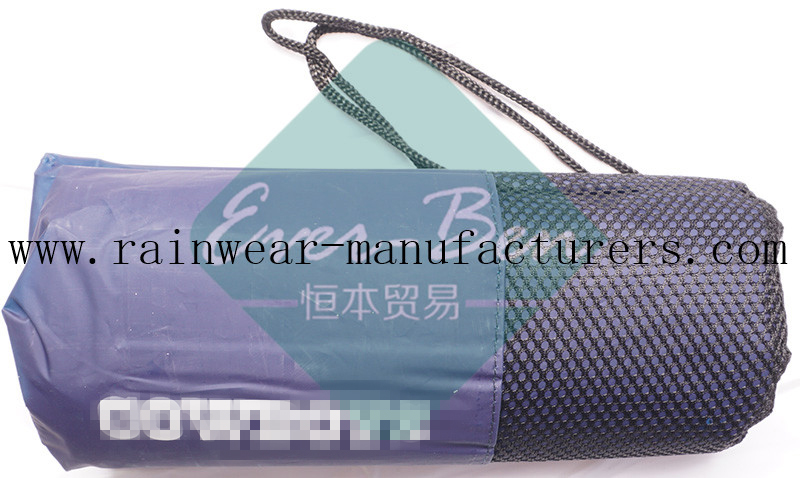 NFDC Promotional blue water poncho raincape adjustable cinch toggle pouch